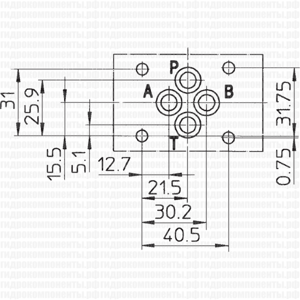 HR-011 (ATOS, Италия) Обратный клапан модульного типа, однолинейный (действует на канал Р), Ду = 6 мм (СЕТОР 03), 60 л/мин