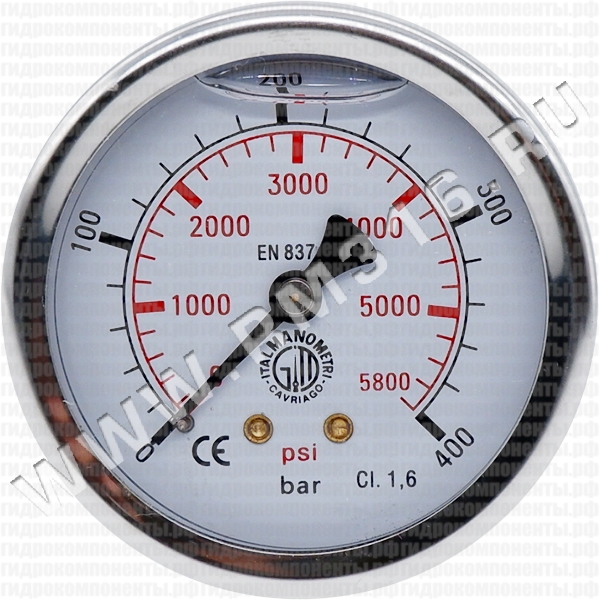 MGR-400-BAR/PSI-T (M638PBL400) МАНОМЕТР ГИДРАВЛИЧЕСКИЙ 63 ММ, 0 - 400 ...