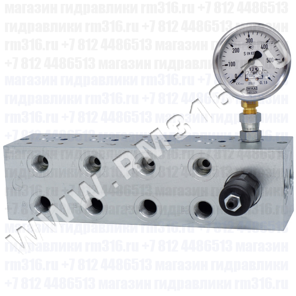 706040002Н0 Плита (сталь) с предохранительным клапаном под 4 места (гидрораспределителя) по стандарту CETOP 03 (Ду = 6 мм), настройка пружины 125-250 бар, регулировка шестигранником Плита CETOP 3 (сталь) с предохранительным клапаном под 4 места