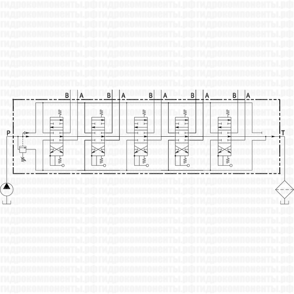 5P80-1A1A1A1А1A1 GKZ1 (Badestnost, Болгария) Гидрораспределитель моноблочный с ручным управлением, 5-ти секционный, номинальный расход 80 л/мин, с регулируемым предохранительным клапаном 5-250 бар, в комплекте с рукоятками Гидрораспределитель 5P80-1A1A1A1А1A1 GKZ1 Badestnost, Болгария