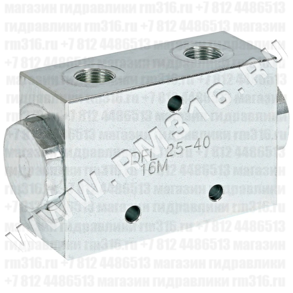 DFL 25-40 (V1025) Делитель-сумматор потока гидравлический, соотношение разделения 50:50, 1/2" BSP (порт P), 3/8" BSP (порты A и B), входной поток (порт P) 25-40 л/мин, 250 бар, сталь (Oleodinamica Marchesini, Италия)