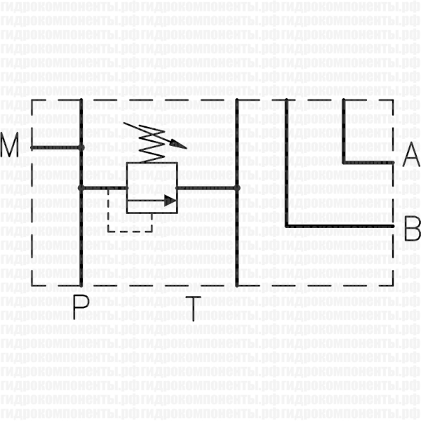 NG06.02.01.01.01 (NG6-1 RV) Плита (алюминий) с предохранительным клапаном под 1 место (гидрораспределитель) по стандарту CETOP 03 (Ду = 6 мм), регулировка шестигранником