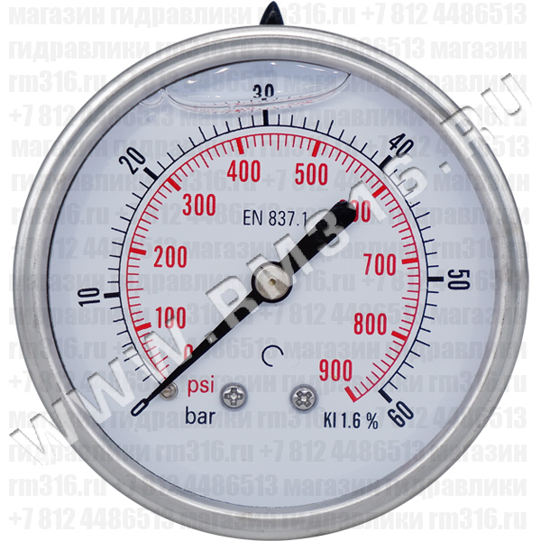 63P60.MGE (аналог M638PBL060) Манометр виброустойчивый, осевое присоединение 