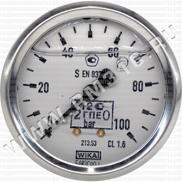 213.53.063 (0-100 бар, осев.) Манометр виброустойчивый с первичной поверкой, осевое присоединение 