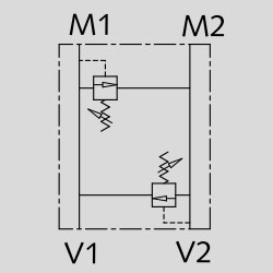 VAU OM 1/2" WSC (V0503/300) Сдвоенный предохранительный гидроклапан фланцевого монтажа на гидромотор DANFOSS серии OMP/OMR с корпусом (сталь) VAU OM 1/2" WSC (V0503/300) Сдвоенный предохранительный клапан Marchesini