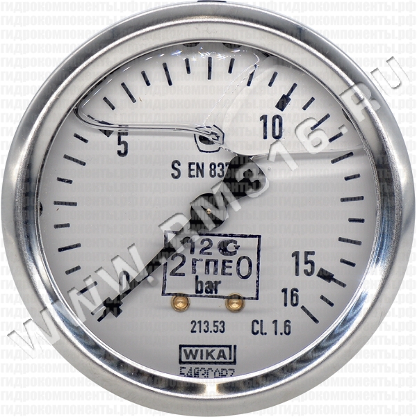 213.53.063 (0-16 бар, осев.) Манометр виброустойчивый с первичной поверкой, осевое присоединение