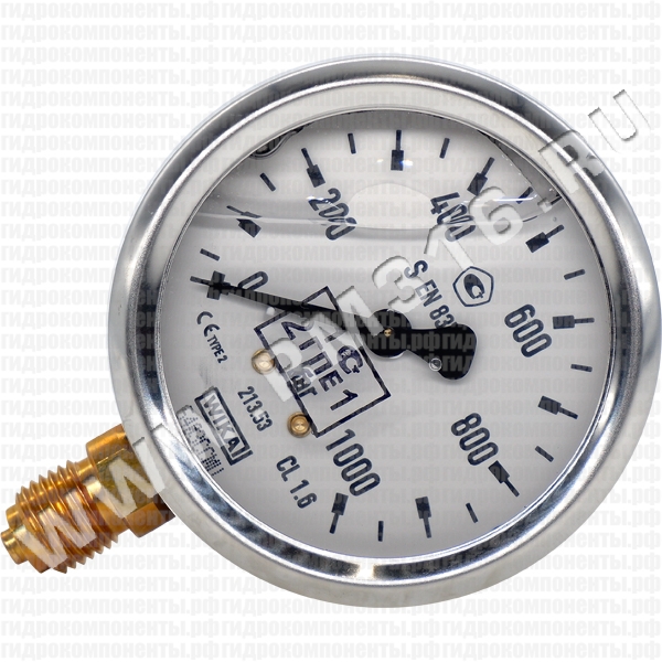 213.53.063 (0-1000 бар, рад.) Манометр виброустойчивый с первичной поверкой, радиальное присоединение
