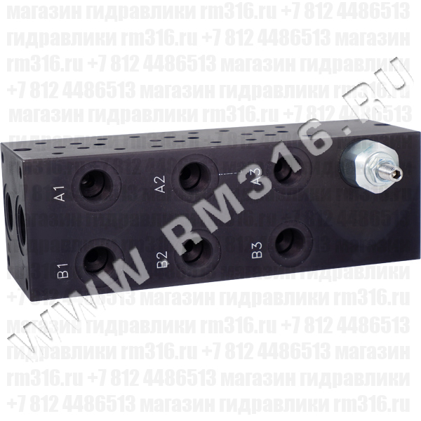 BM3AC2 Плита CETOP 3 NG6, Ду=6 мм, с предохранительным клапаном под 3 гидрораспределителя