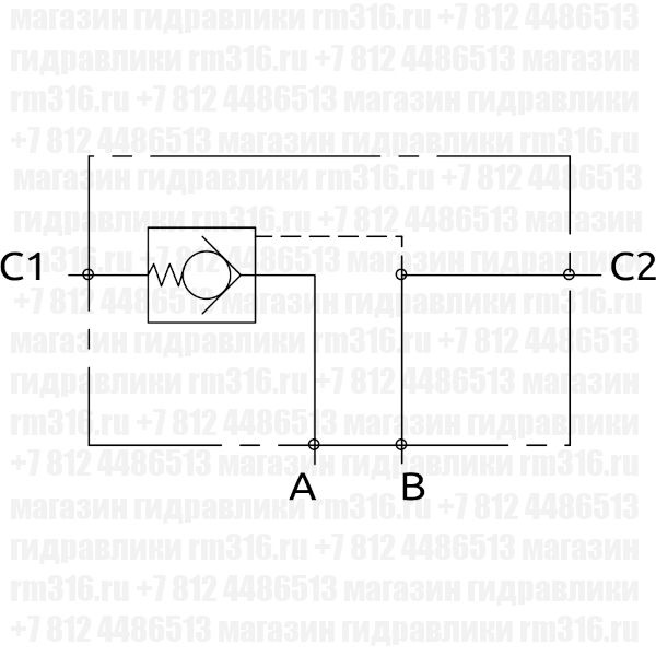 A050203.01.00 (HBS) Одноклапанный гидрозамок A050203.01.00 Одноклапанный гидрозамок (сталь), 1/4", 20 л/мин, 350 бар, 1:5 (HBS, Италия)