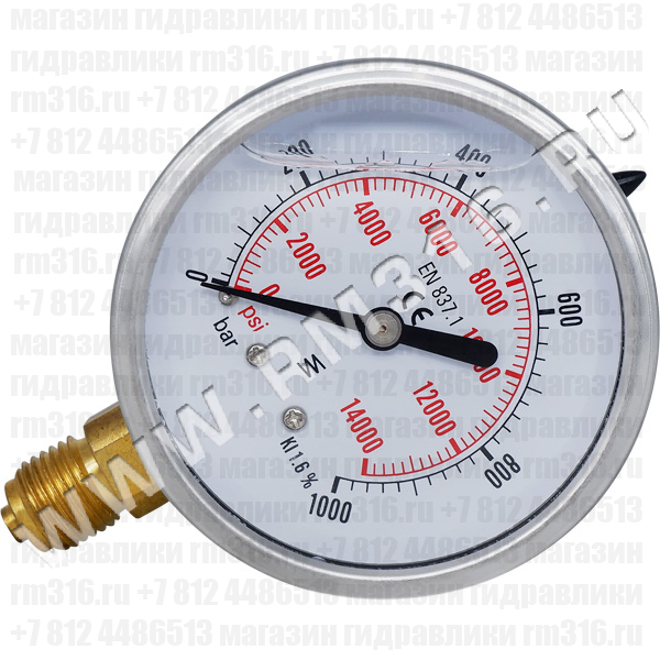 63R1000.MGE (аналог M635RL1000) Манометр виброустойчивый, радиальное присоединение