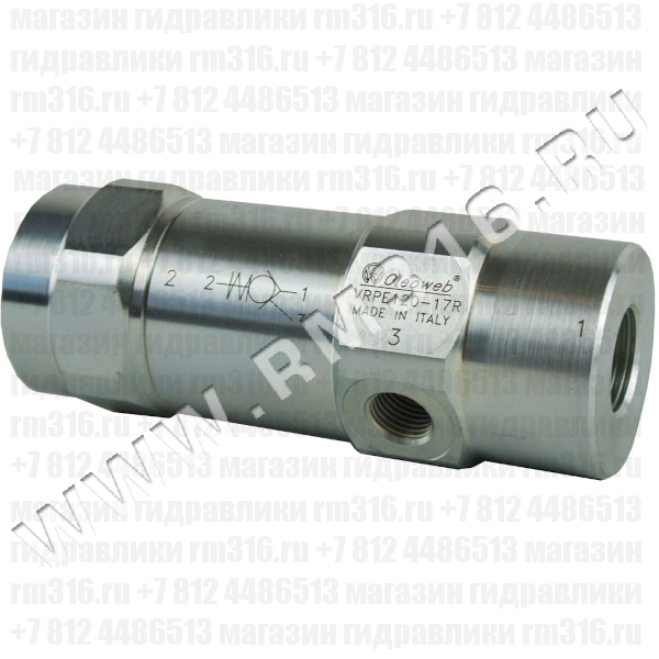 VRPE120 Односторонний (одноклапанный) гидрозамок (сталь), 1/2" BSP, 60 л/мин, 350 бар, 1:4,2, давление открытия 0,5 бар, трубный монтаж (Oleoweb, Италия) VRPE120 Односторонний (одноклапанный) гидрозамок