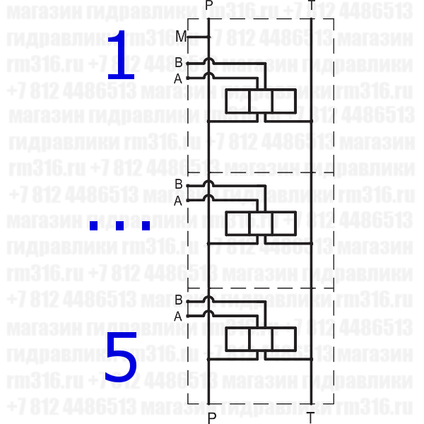 EM205/5Y Плита CETOP 5 NG10, Ду=10 мм под 5 гидрораспределителей