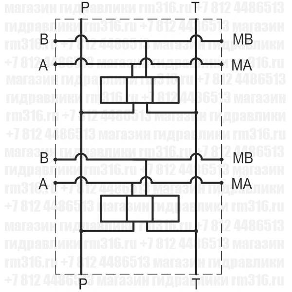 EM235/2YM Плита (сталь) под 2 места (гидрораспределителя) по стандарту CETOP 05 (Ду=10 мм), с портами для подключения манометров (Eurofluid, Италия)