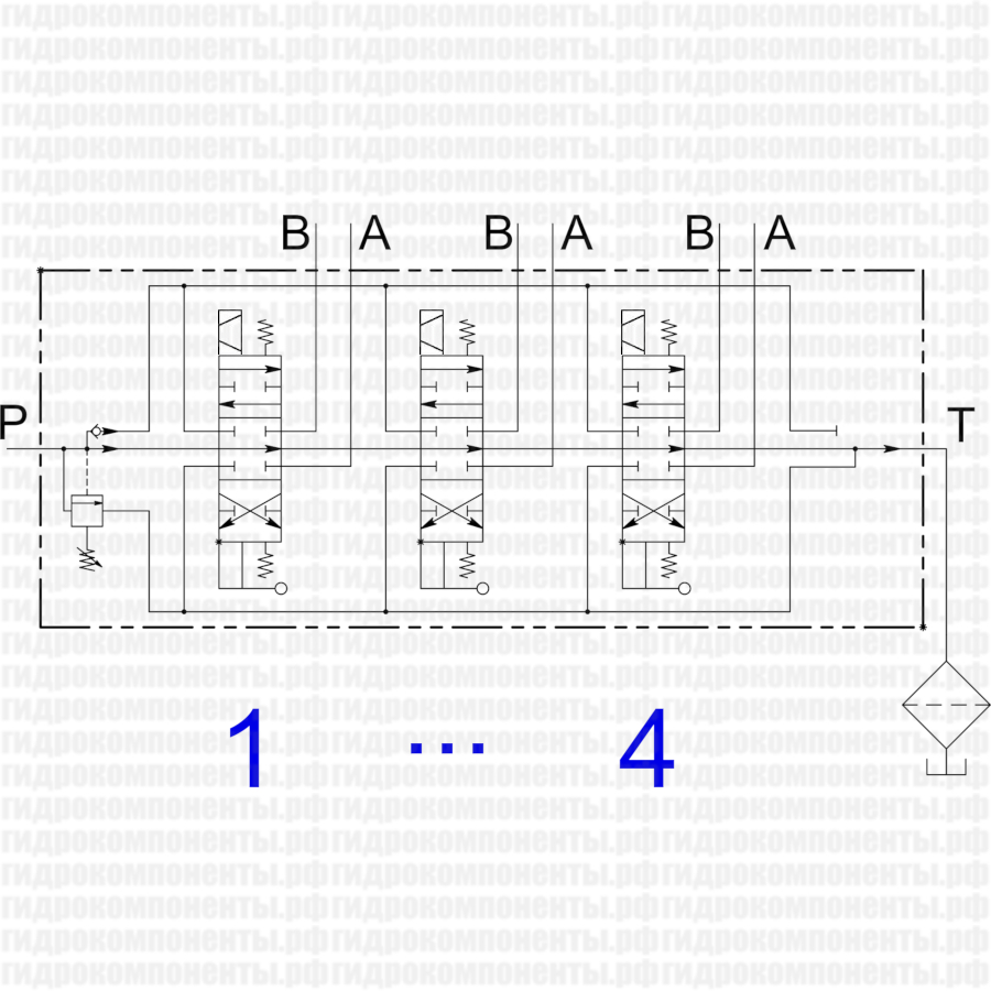 Q45/4 F1SR(250)-4X103/A1/D41-F3D-24V.DC, код 045040103009001 (Galtech, Италия) Гидрораспределитель Q45/4 F1SR(250)-4X103/A1/D41-F3D-24V.DC 045040103009001
