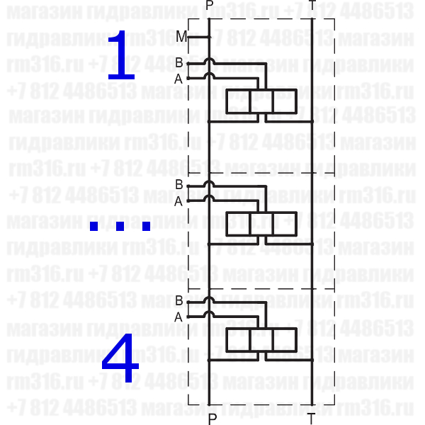 EM205/4Y Плита CETOP 5 NG10, Ду=10 мм под 4 гидрораспределителя
