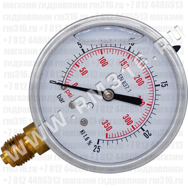 63R25.MGE (аналог M635RL025) Манометр виброустойчивый, радиальное присоединение