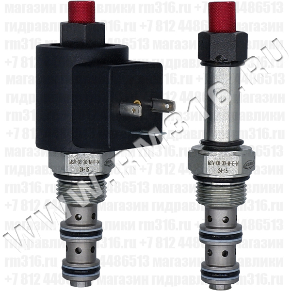 MSV-08-30-MEN Трёхлинейный гидравлический клапан (гидроклапан) картриджного (ввертного) исполнения, дублирующее ручное управление