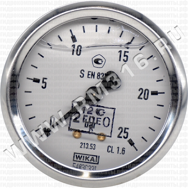 213.53.063 (0-25 бар, осев.) Манометр виброустойчивый с первичной поверкой, осевое присоединение