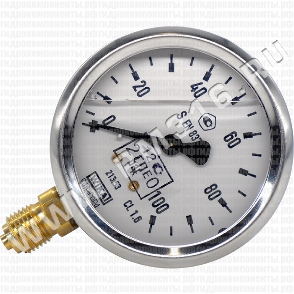 213.53.063 (0-100 бар, рад.) Манометр виброустойчивый с первичной поверкой, радиальное присоединение