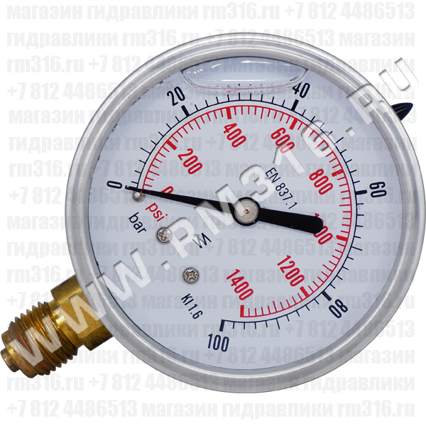 63R100.MGE (аналог M635RL100) Манометр виброустойчивый, радиальное присоединение