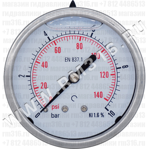 63P10.MGE (аналог M638PBL010) Манометр виброустойчивый, осевое присоединение