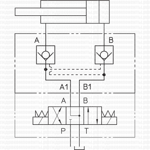KR-012 (ATOS, Италия) Гидрозамок модульного типа, двухлинейный (действует на каналы A и B), Ду = 10 мм (СЕТОР 05), 120 л/мин