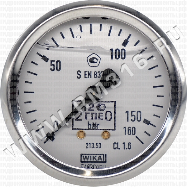 213.53.063 (0-160 бар, осев.) Манометр виброустойчивый с первичной поверкой, осевое присоединение 