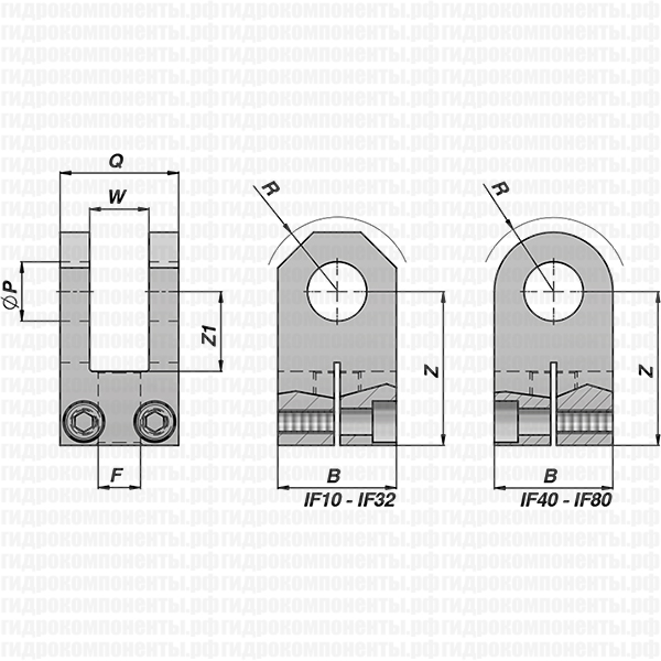 CSIF РЕЗЬБОВАЯ ВИЛКА - ISO 8132 ДЛЯ ГИДРОЦИЛИНДРА CONTARINI
