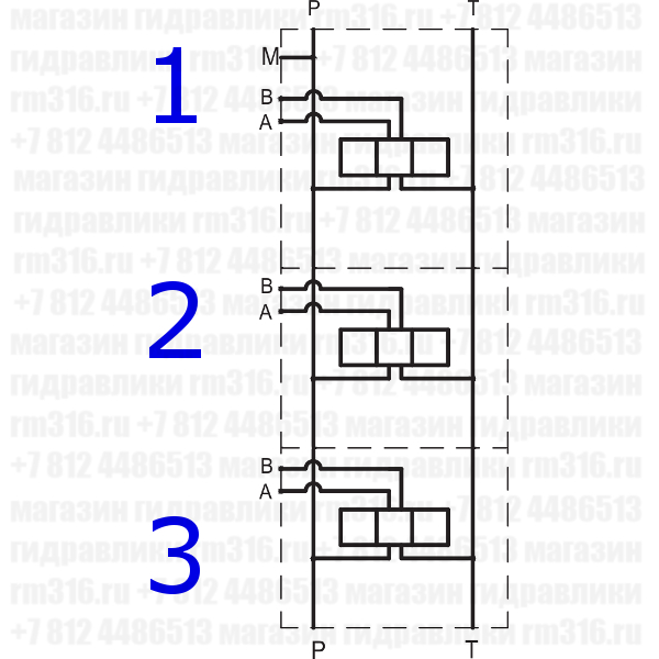 EM205/3Y Плита (сталь) под 3 места (гидрораспределителя) по стандарту CETOP 05 (Ду=10 мм)