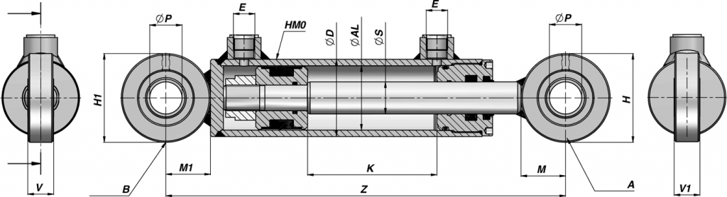 Гидроцилиндр двухстороннего действия серии HMC (ГЦ 40х20)