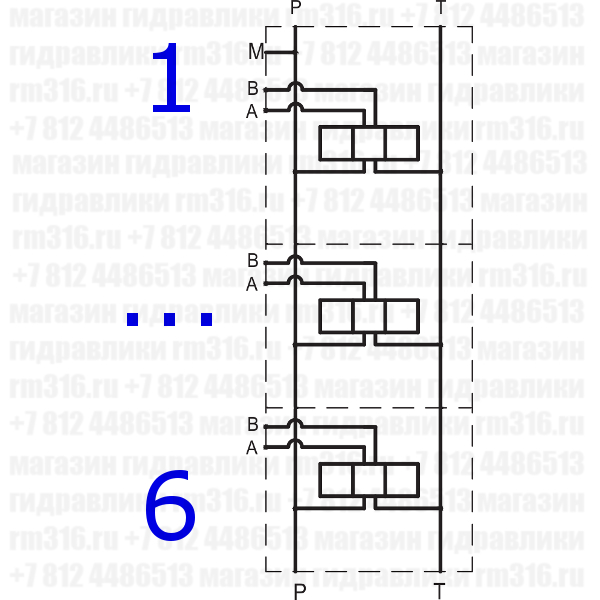 EM205/6Y Плита CETOP 5 NG10, Ду=10 мм под 6 гидрораспределителей