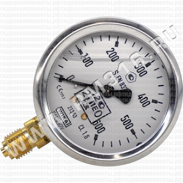 213.53.063 (0-600 бар, рад.) Манометр виброустойчивый с первичной поверкой, радиальное присоединение