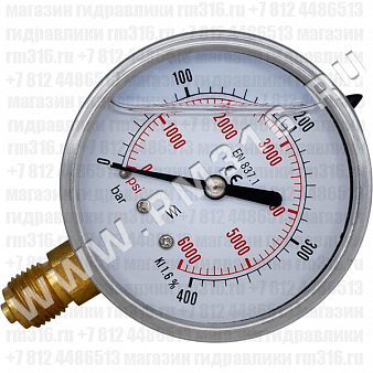 63R400.MGE (аналог M635RL400) Манометр виброустойчивый, радиальное присоединение 