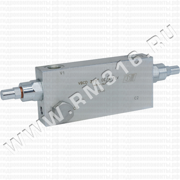 V0422/FLV VBCD 3/8" DE/A FLV Двухсторонний тормозной (уравновешивающий) клапан (сталь), 3/8" BSP, 40 л/мин, 350 бар, 1:4,5, монтаж на банджо-болт, предварительная настройка пружины 320 бар (Oleodinamica Marchesini, Италия) V0422/FLV VBCD 3/8" DE/A FLV Подпорно-тормозной клапан удержания нагрузки