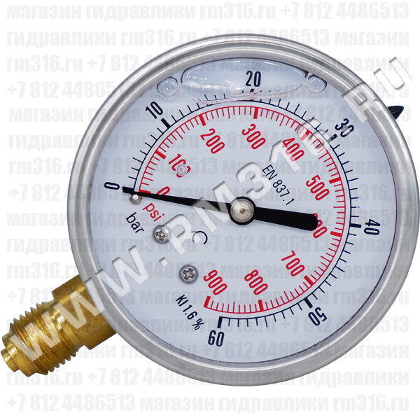 63R60.MGE (аналог M635RL060) Манометр виброустойчивый, радиальное присоединение