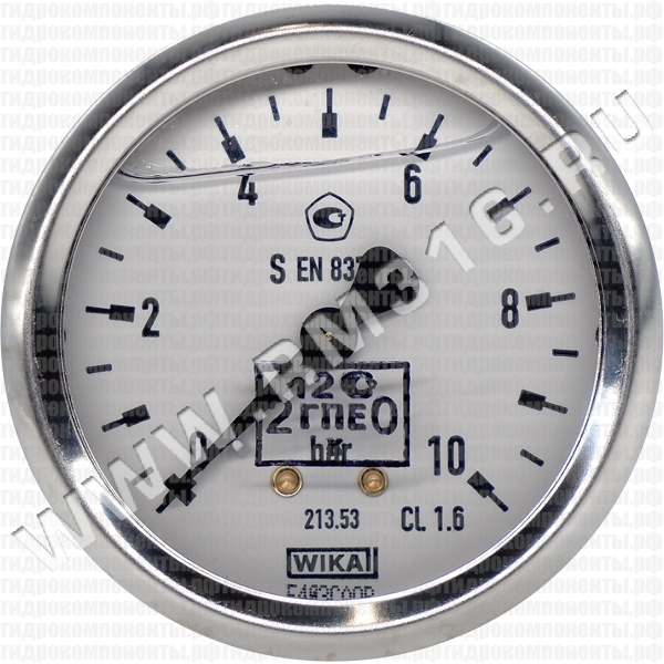 213.53.063 (0-10 бар, осев.) Манометр виброустойчивый с первичной поверкой, осевое присоединение