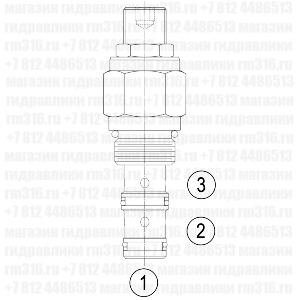 LPRPS2-10 Keta Hydraulics LPRPS2-10-15 Редукционно-предохранительный гидравлический клапан (гидроклапан) картриджного (ввертного) исполнения, гнездо SAE10/3 (SAE 10), резьба 7/8-14 UNF-2A, 43 л/мин, 350 бар, диапазон регулировки 3,45-103 бар (преднастройка на 52 бар) (Keta Hydraulics, Китай)