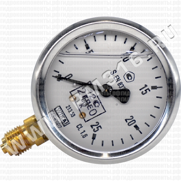 213.53.063 (0-25 бар, рад.) Манометр виброустойчивый с первичной поверкой, радиальное присоединение