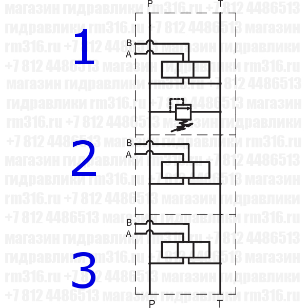 HSD-ZVB10P-3-B-C Плита (сталь) с предохранительным клапаном под 3 места (гидрораспределителя) по стандарту CETOP 05 (Ду=10 мм), настройка пружины 50-380 бар, регулировка шестигранником (Ningbo Hydraulic, Китай)