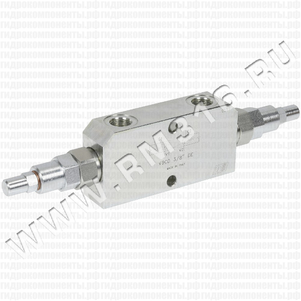 V0420 VBCD 3/8" DE Двухсторонний тормозной (уравновешивающий) клапан (сталь), 3/8" BSP, 35 л/мин, 350 бар, 1:3,1, трубный монтаж, предварительная настройка пружины 320 бар (Oleodinamica Marchesini, Италия) VBCD DE Двухсторонний тормозной (уравновешивающий) клапан