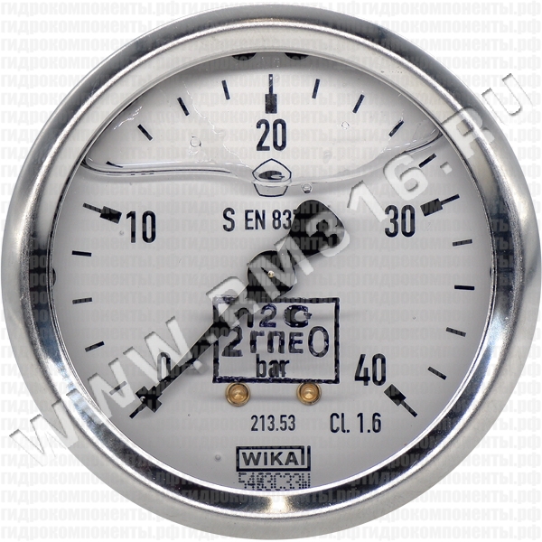 213.53.063 (0-40 бар, осев.) Манометр виброустойчивый с первичной поверкой, осевое присоединение
