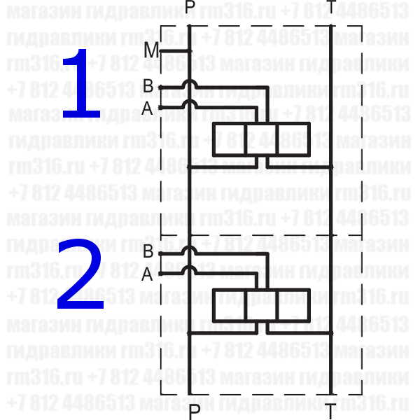 EM205/2Y Плита CETOP 5 NG10, Ду=10 мм под 2 гидрораспределителя