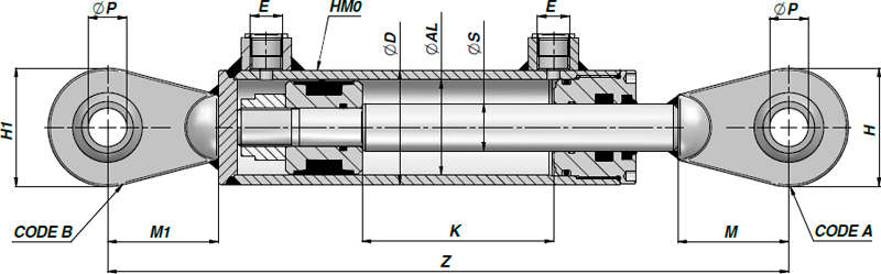 КУПИТЬ ГИДРОЦИЛИНДР СЕРИИ HM1 ДВУХСТОРОННЕГО ДЕЙСТВИЯ С ПРОУШИНАМИ ...
