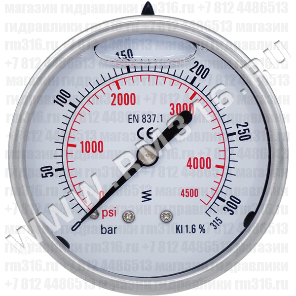 63P315.MGE (аналог M638PBL315) Манометр виброустойчивый, осевое присоединение