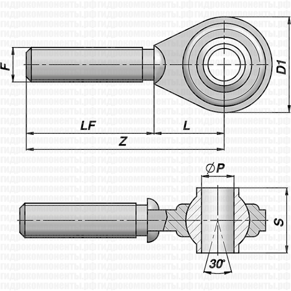 CSTF ПРОУШИНА С РЕЗЬБОВЫМ ПАЛЬЦЕМ ДЛЯ ГИДРОЦИЛИНДРА CONTARINI